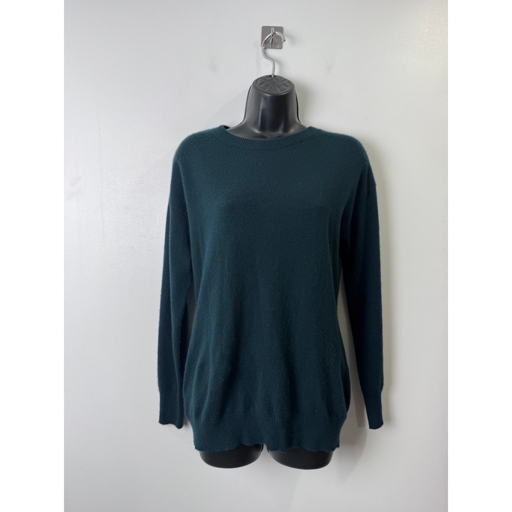 Autumn Cashmere Women Teal Green Pure Cashmere Velvet Tie Back Sweater Small